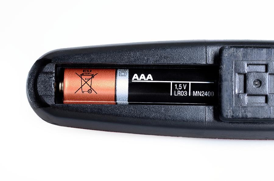 Aaa Battery In A Bicycle Light Photograph by Cordelia Molloy/science Photo Library