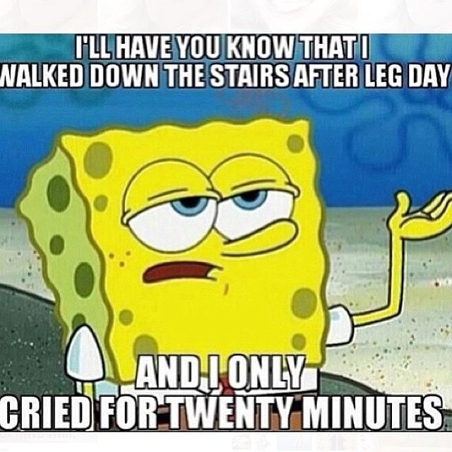 Walking down stairs after leg online day