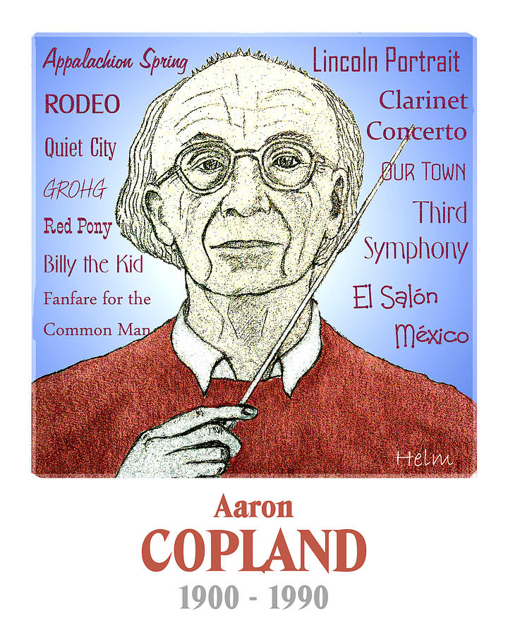 Aaron Copland Drawing by Paul Helm