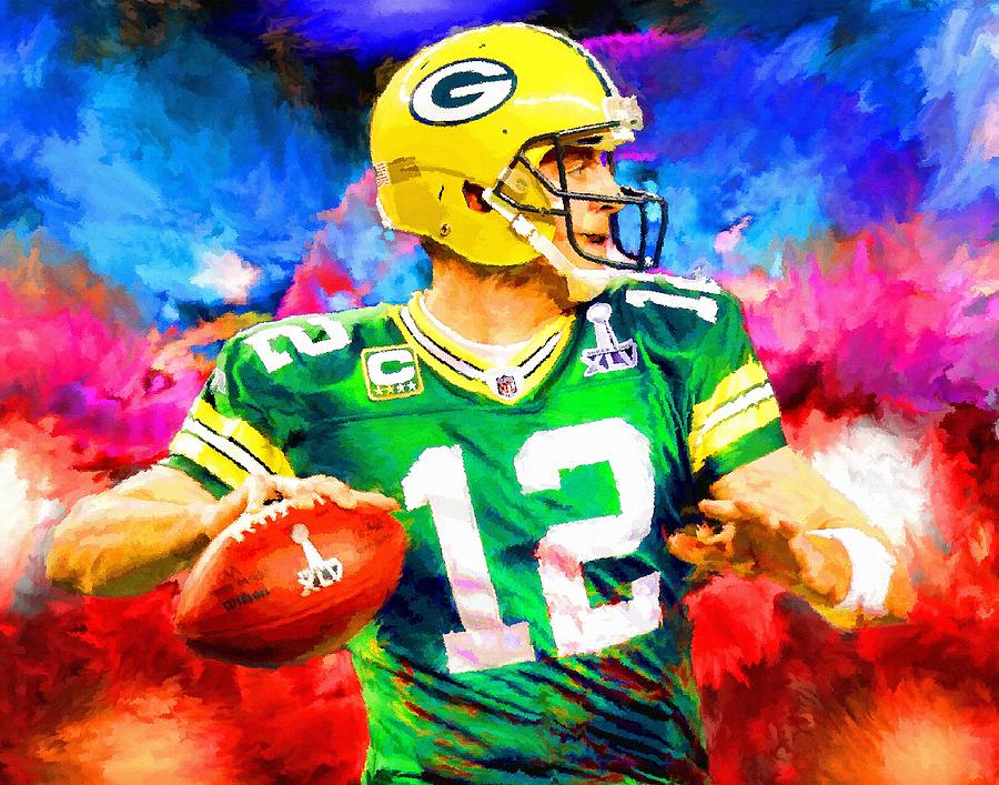 Aaron Rodgers Green Bay Packers Football Art Painting Painting By.