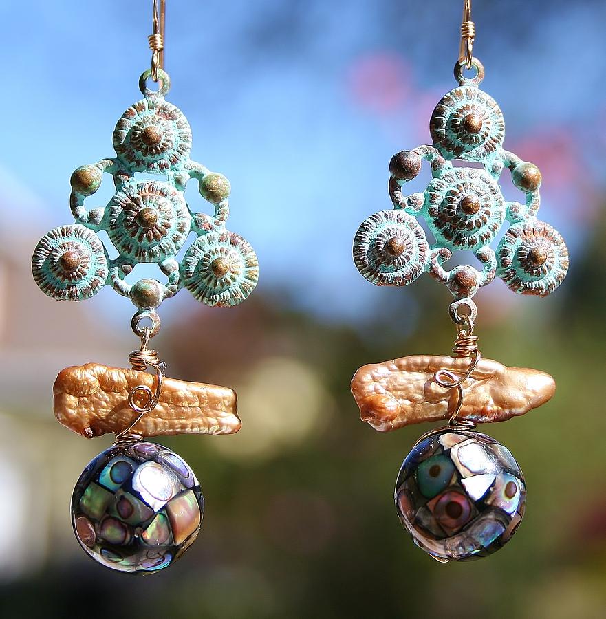 Earrings Jewelry - Abalone Mosaic Earrings by Kelly Nicodemus-Miller