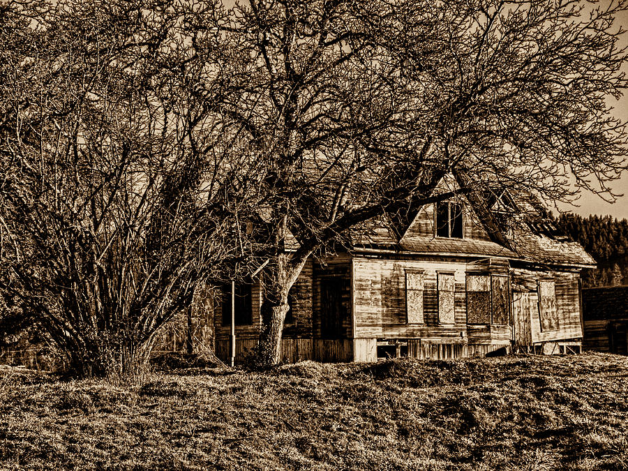Black And White Photograph - Abandon Farm House by Ron Roberts