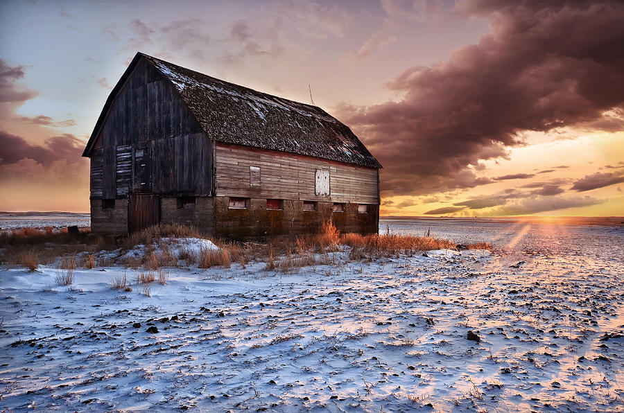 Winter Photograph - Abandoned Barn by Mindy Mcgregor