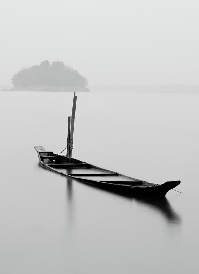 Abandoned Boat Chained To A Bamboo Pole Photograph by Photo By Kinshuk Kashyap