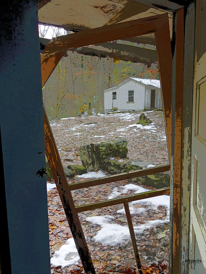 Abandoned Cabin Elkmont Smoky Mountains - Screened Door Old House Photograph by Rebecca Korpita