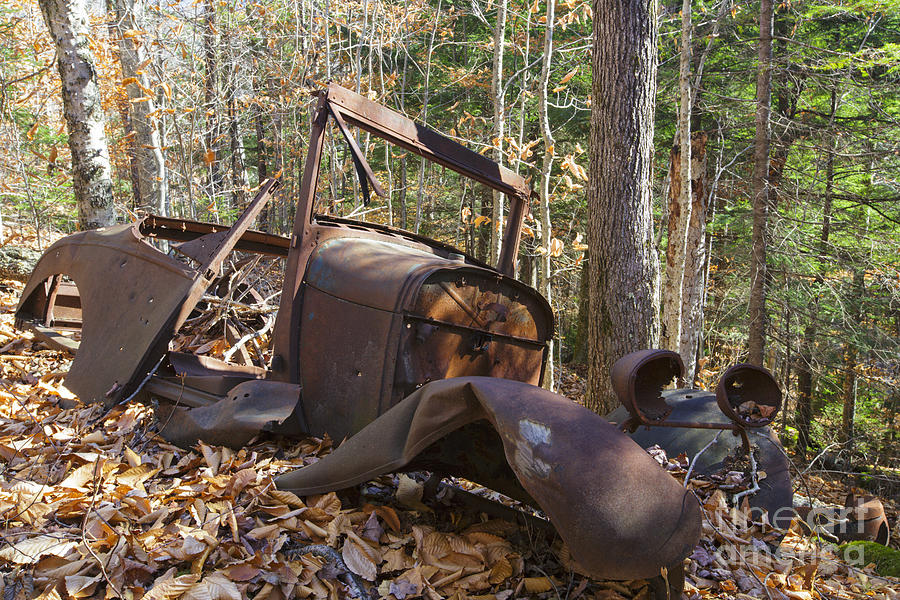 Nature Photograph - Abandoned Car - Thornton New Hampshire USA by Erin Paul Donovan
