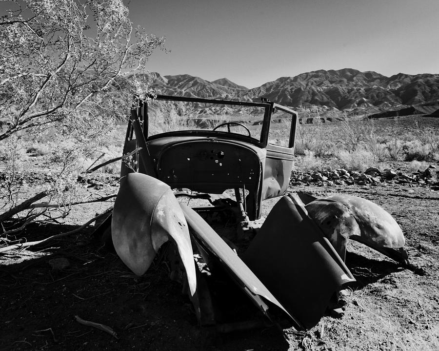 Black And White Photograph - Abandoned Car Ballarat CA by Troy Montemayor