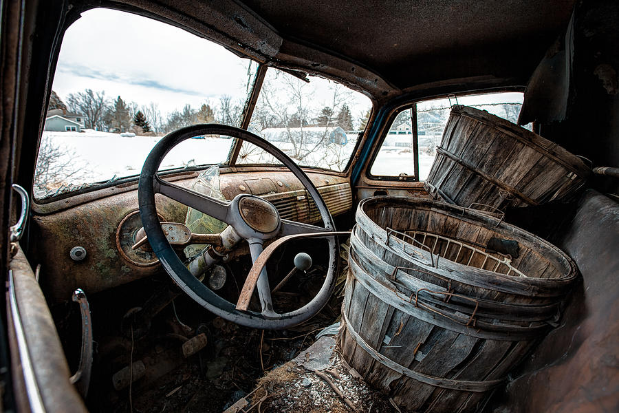 Basket Photograph - Abandoned Chevrolet Truck - Inside Out by Gary Heller