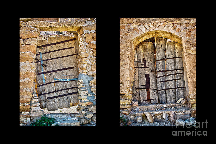 Architecture Photograph - Abandoned house doors diptych by Delphimages Photo Creations