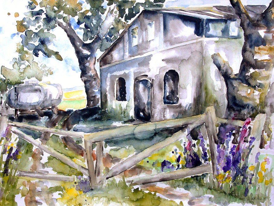 Abandoned Farm  Nossentin Painting by Barbara Pommerenke