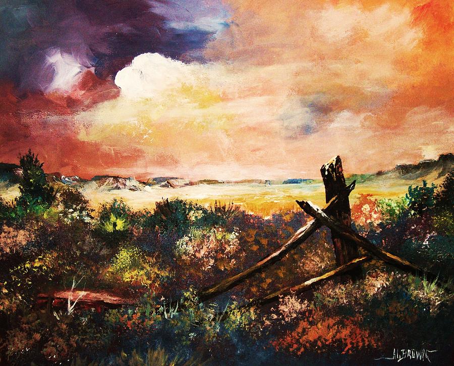 Blustery Clouds Over the Prairie Painting by Al Brown