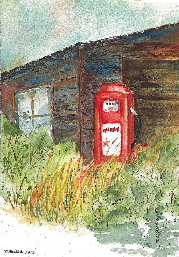 Abandoned Gas Pump Painting by Maureen Moore