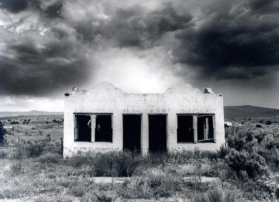 Black And White Photograph - Abandoned Gas Station in NM by Timothy Bischoff