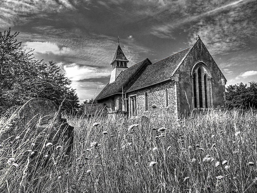 Abandoned Graveyard in Black and White Photograph by Gill Billington