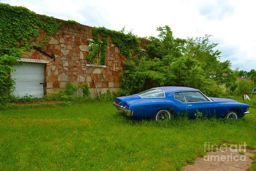 Car Photograph - Abandoned Gym and Car by Cat Rondeau