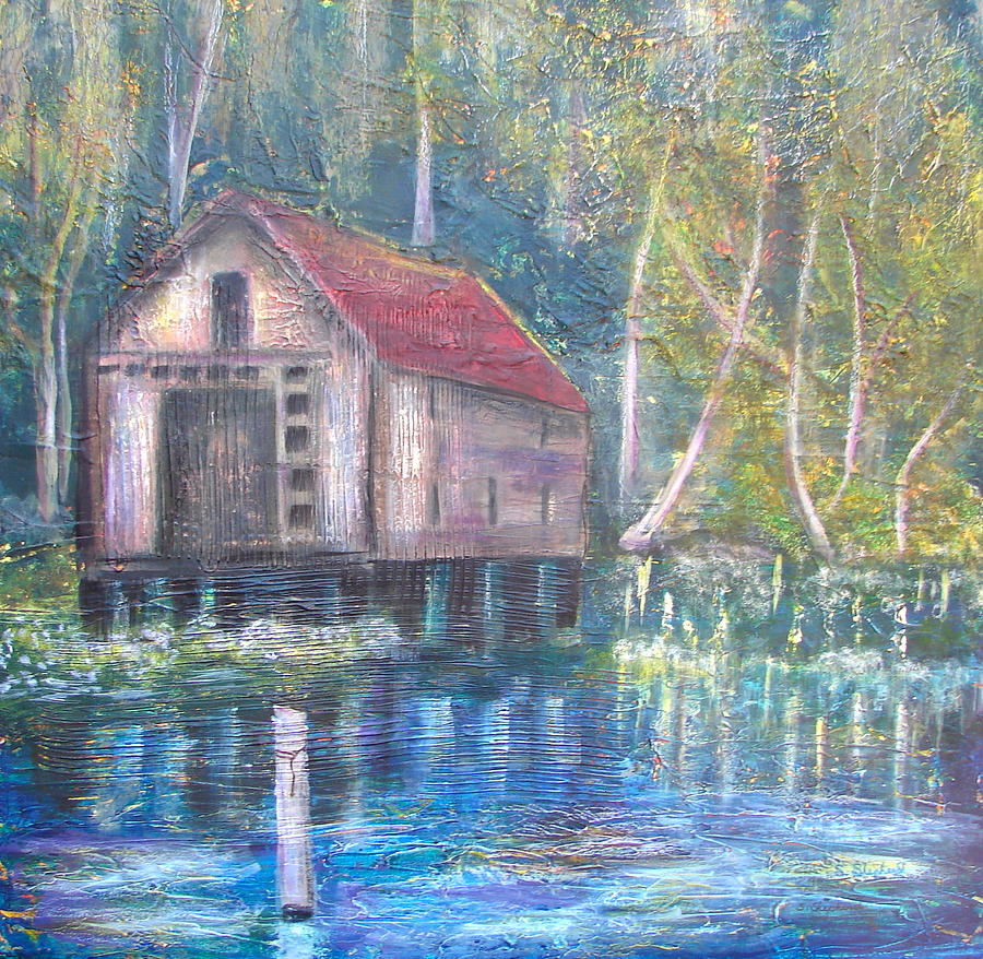 Tree Painting - Abandoned House on St. Johns River by Shirley Shepherd