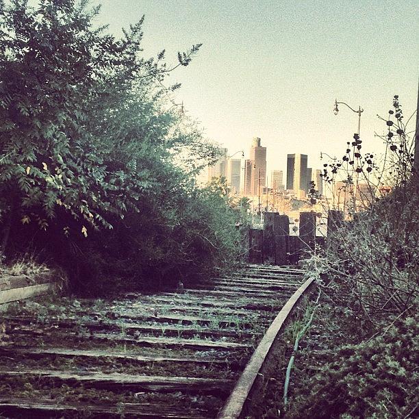 Losangeles Photograph - Abandoned L.a. Railroad Track. #dtla by Andres Cruz