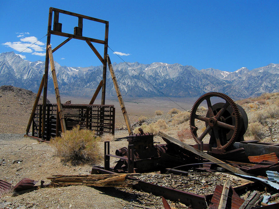 Abandoned Mine with View of Eastern Sierras Photograph by Daniel Schubarth