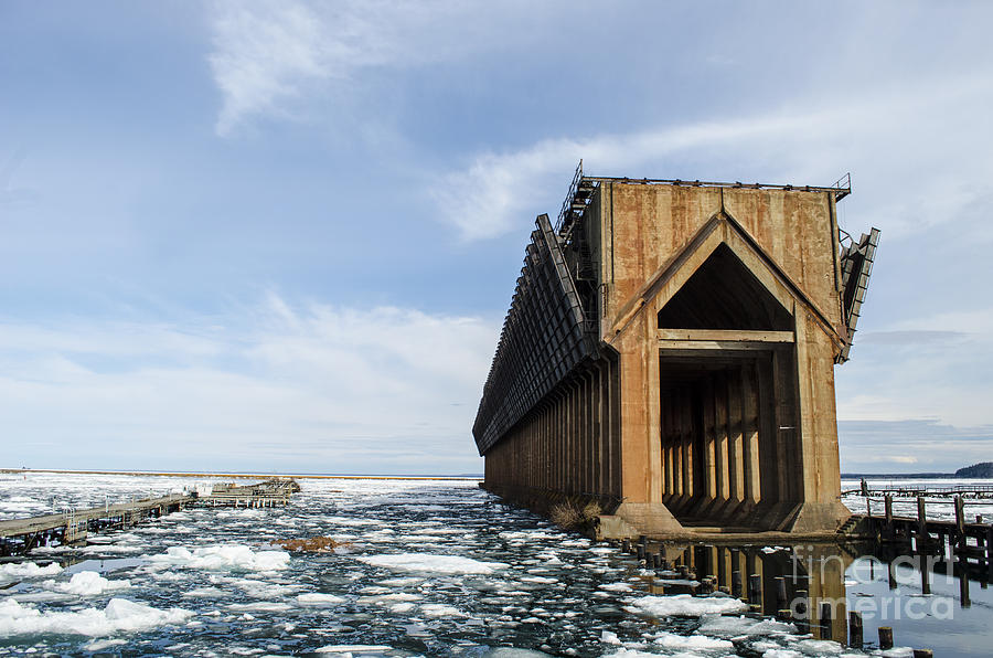 Abandoned Ore Dock and Lake Superior Ice Floes Marquette Photograph by Deborah Smolinske