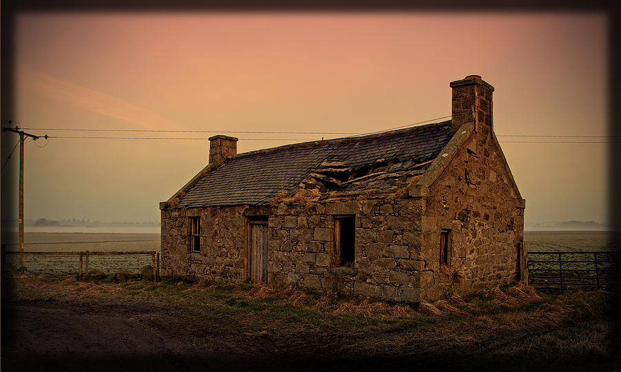 Sunset Photograph - Abandoned Scottish Croft by Liz  Alderdice
