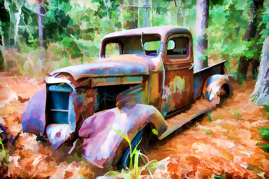 Abandoned Truck Faux Painting Photograph by Bill Barber