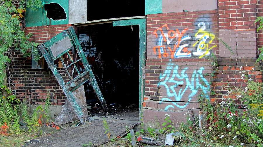 Abandoned Warehouse w Blue Door Photograph by Anita Burgermeister