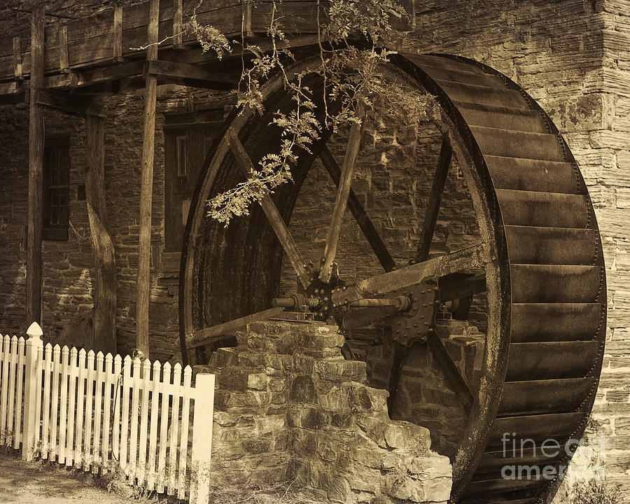 Vintage Photograph - Abandoned Waterwheel by Terry Weaver