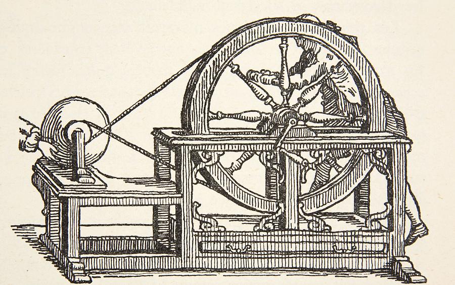 Experimenting Drawing - Abbe Nollets Electricity Machine, 1746 by French School