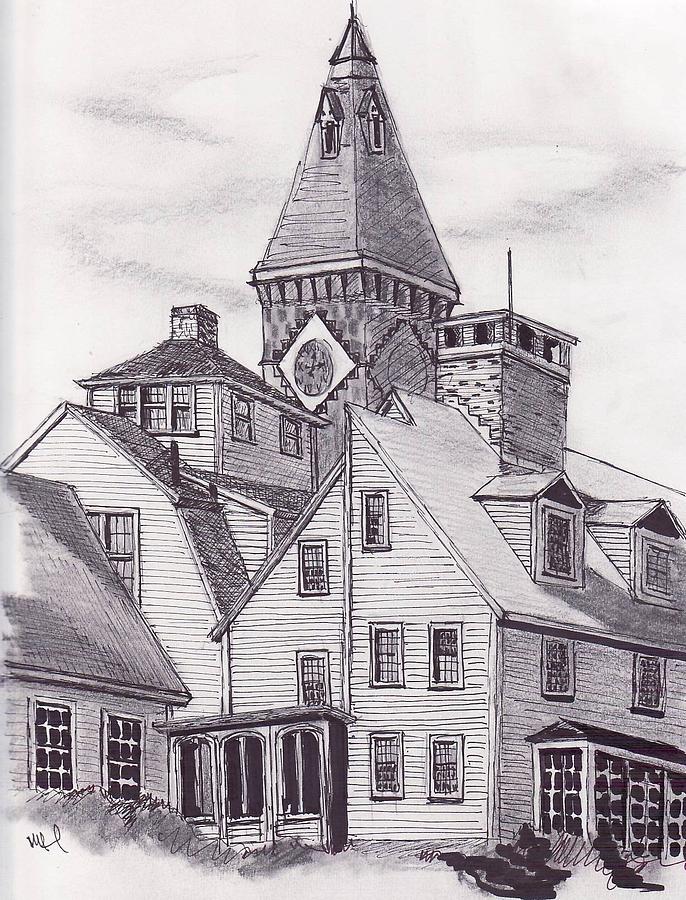 Abbott Hall Drawing by Paul Meinerth