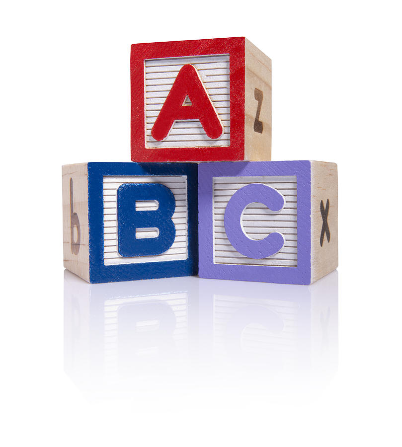 ABC wooden blocks cube (clipping paths) Photograph by Benimage