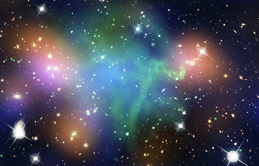 Space Photograph - Abell 520 Galaxy Cluster by Nasa, Esa, Cfht, Cxo, M.j. Jee (university Of California, Davis), And A. Mahdavi (san Francisco State University) /science Photo Library