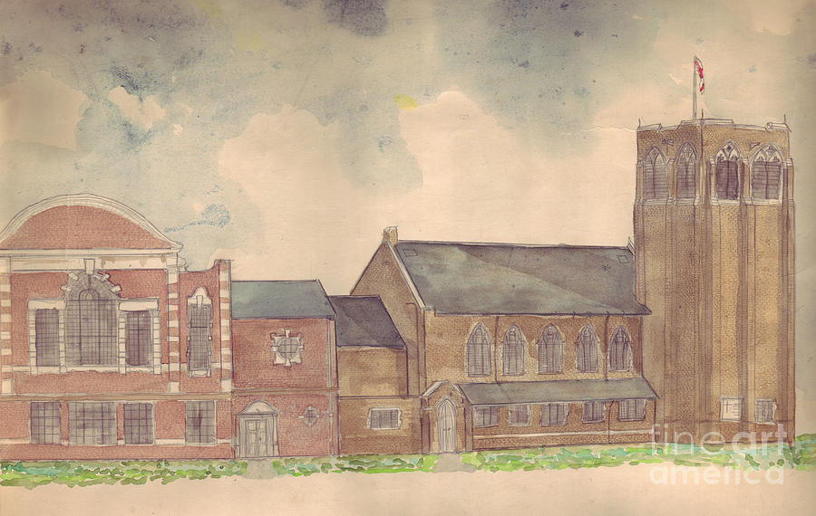 Abington Avenue Congregational Church Drawing by Russell Kightley