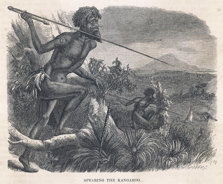 aboriginals-hunting-kangaroo-drawing-by-mary-evans-picture-library