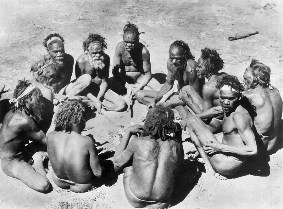 Vintage Photograph - Aborigine Elder Council by Underwood Archives