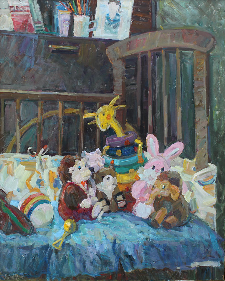 What are the toys talking about when the mistress is out Painting by Juliya Zhukova