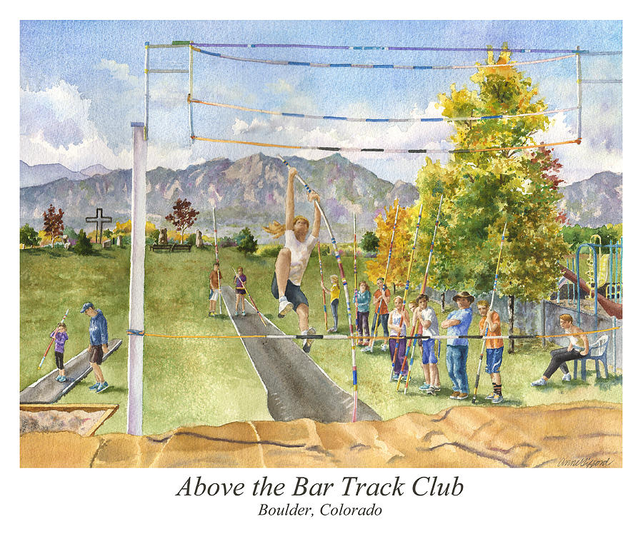 Above the Bar Track Club Poster Painting by Anne Gifford