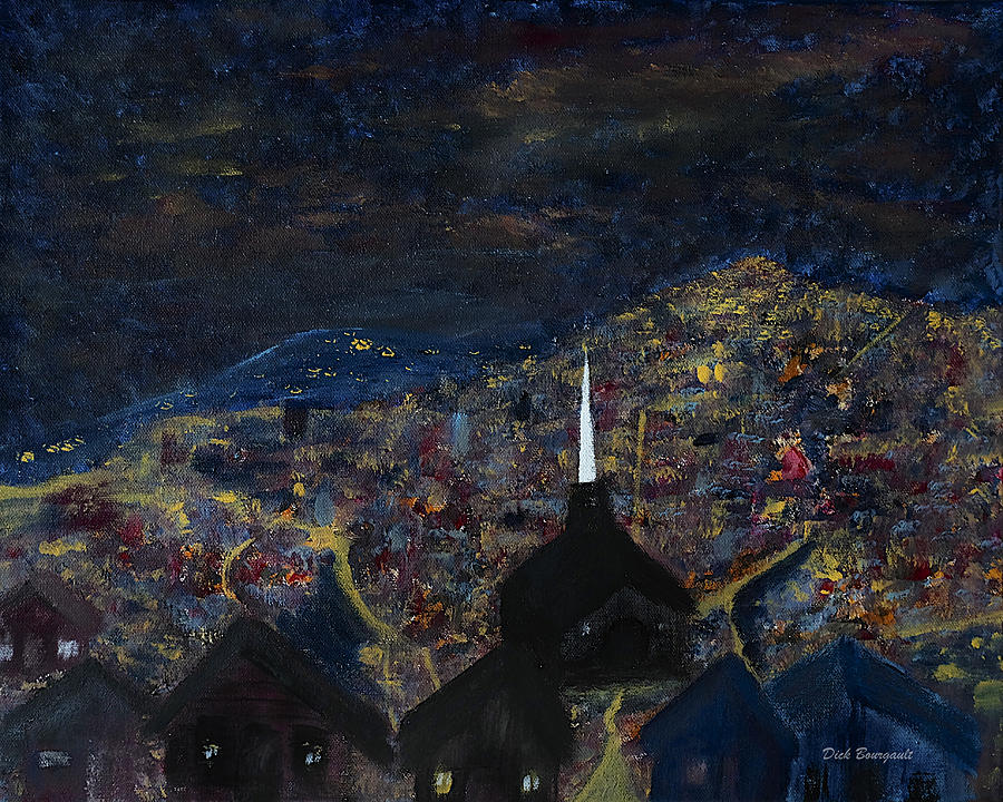 Above the City at Night Painting by Dick Bourgault
