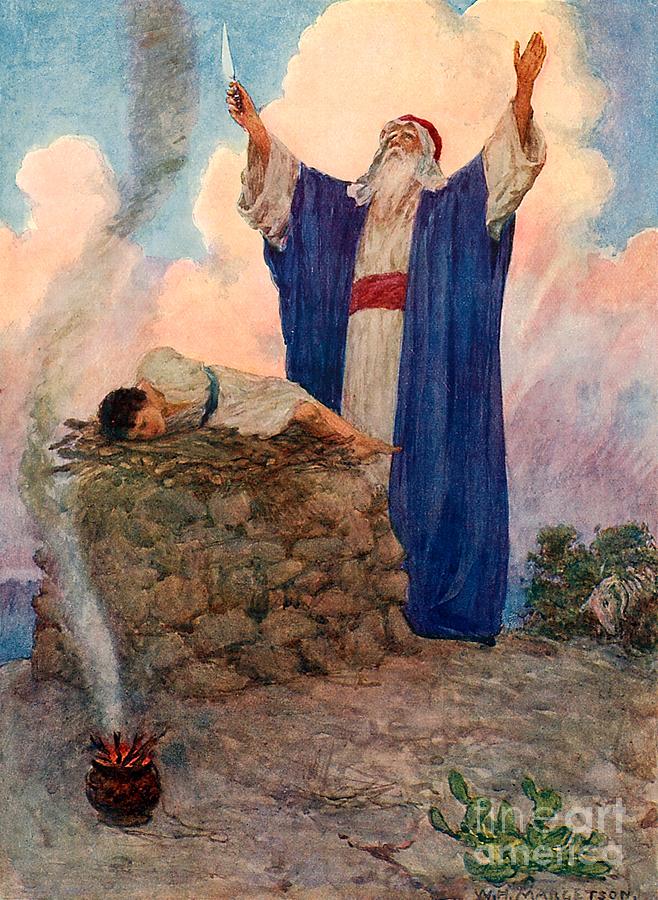 Genesis Painting - Abraham and Isaac on Mount Moriah by William Henry Margetson