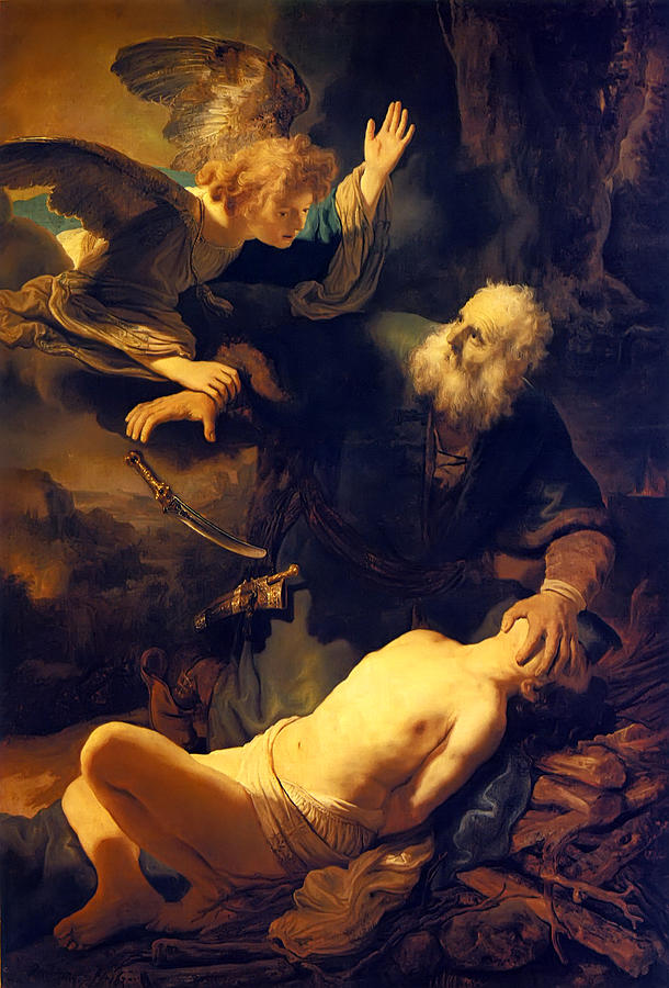 Genesis Painting - Abraham and Isaac by Rembrandt van Rjinn