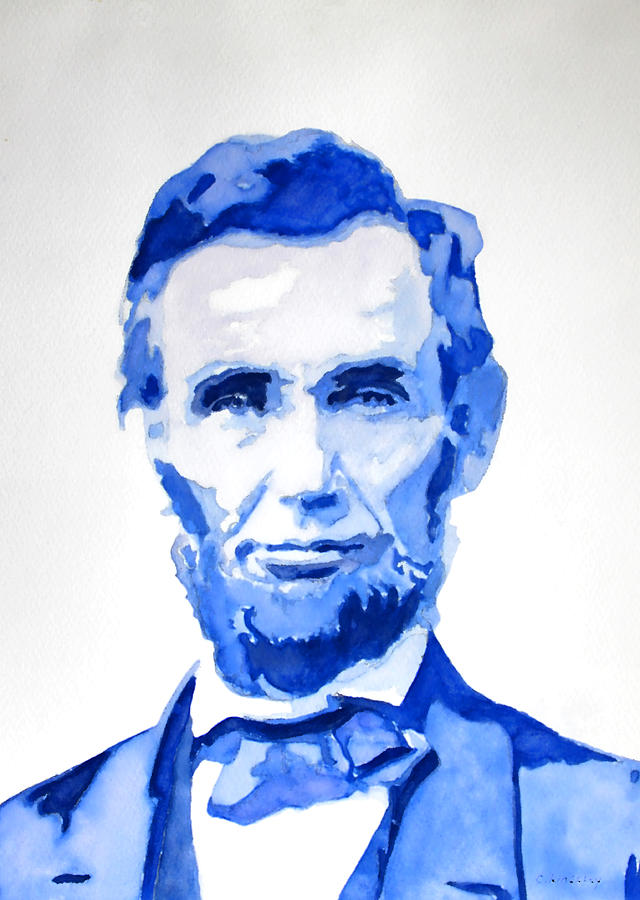Abraham Lincoln a Study in Blue Painting by Christiane Kingsley