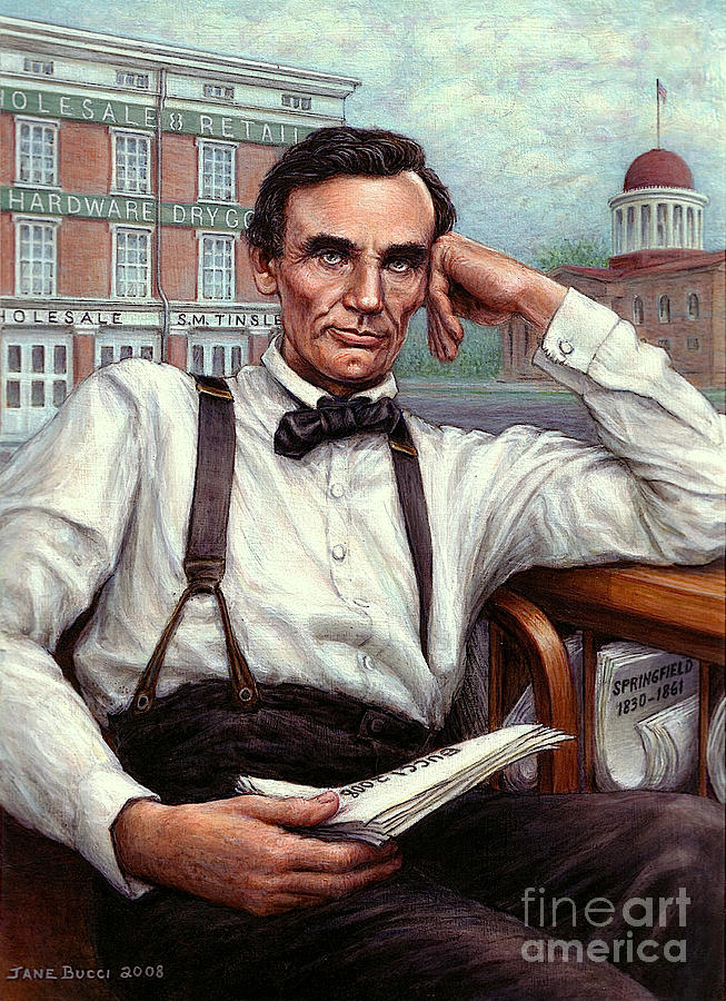 Abraham Lincoln of Springfield Bicentennial Portrait Painting by Jane Bucci