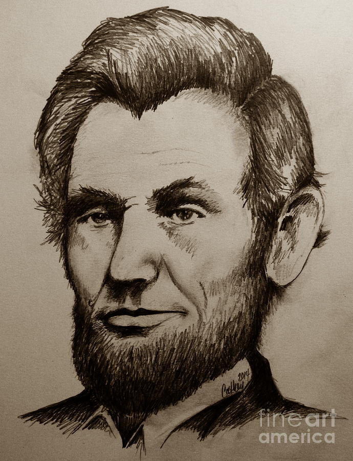Abraham Lincoln Sepia Tone Drawing by Catherine Howley