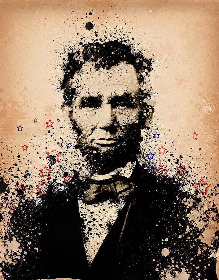 Abraham Lincoln Splats Color Painting by Bekim M