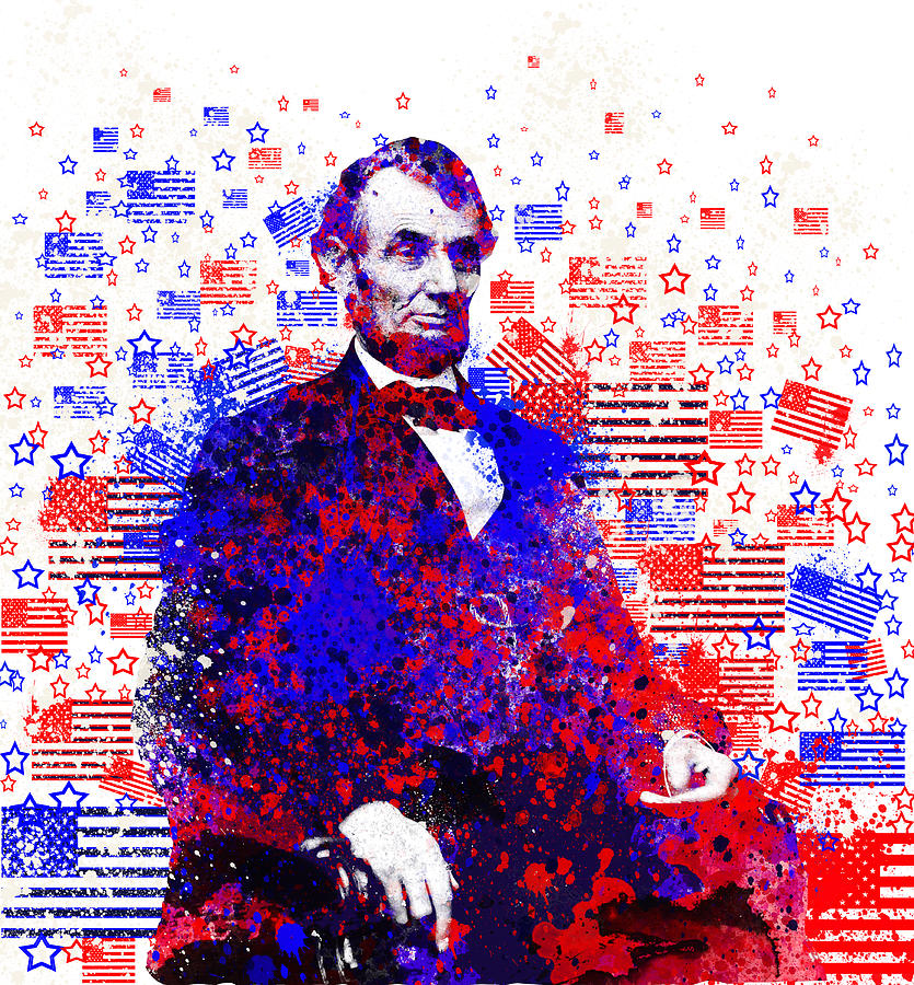 Abraham Lincoln With Flags 2 Painting by Bekim M