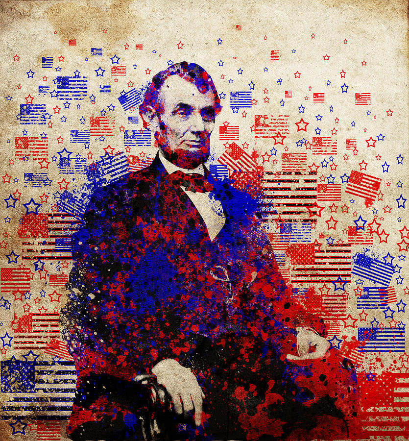 Abraham Lincoln With Flags Painting by Bekim M