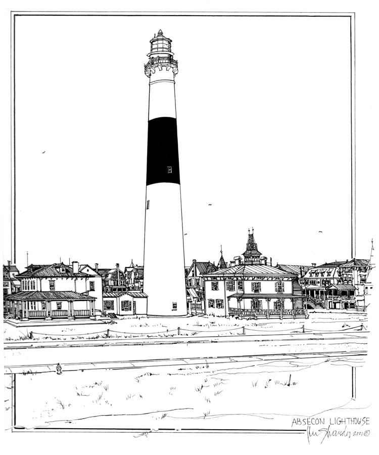 Lighthouse Drawing - Absecon Lighthouse by Ira Shander
