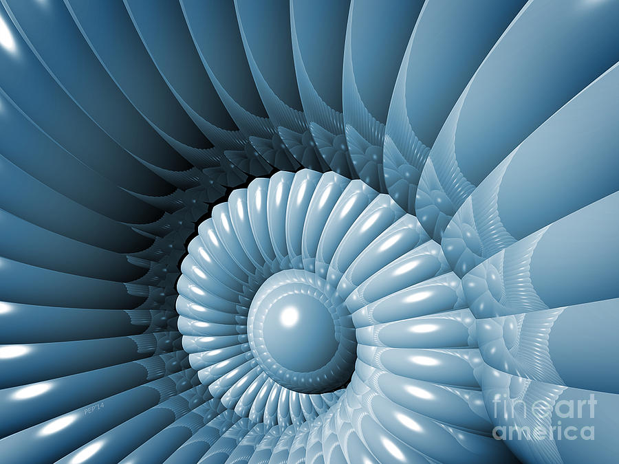 Abstract 3D Nautilus Digital Art by Phil Perkins