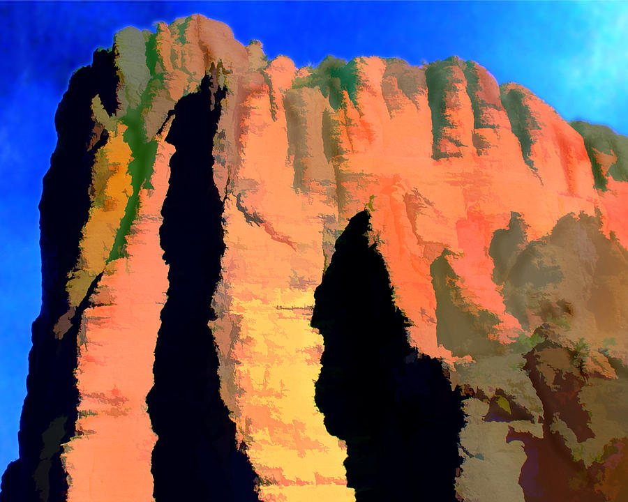 Abstract Arizona Mountains at Sunset Painting by Elaine Plesser