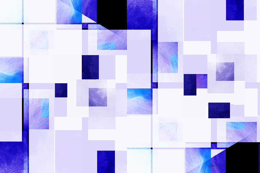 abstract - art- Blue Squares on White Digital Art by Ann Powell