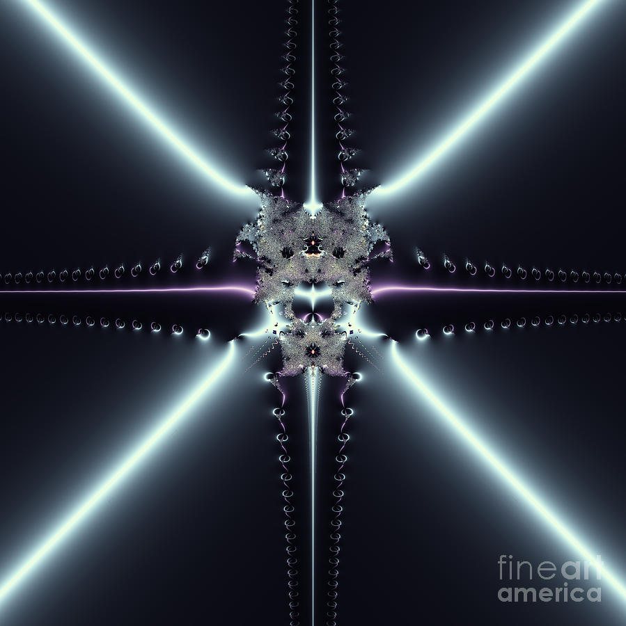 Abstract Digital Art - Abstract Art Blue Star by Design Windmill